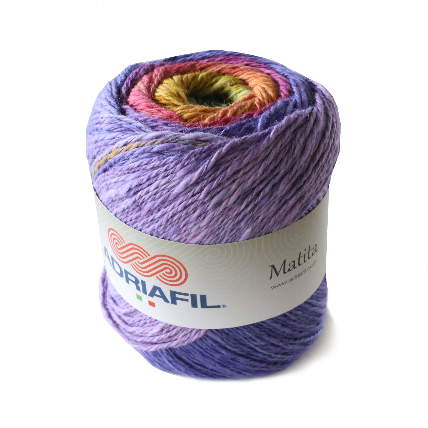 Gomitolo di cotone e canapa per lavorare a maglia. Adriafil. Sfumature del arcobaleno.