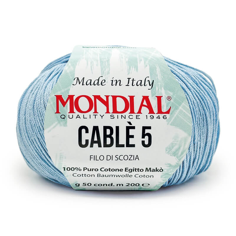 cotone per uncinetto cablè filo di scozia di lane mondial colore azzurro baby
