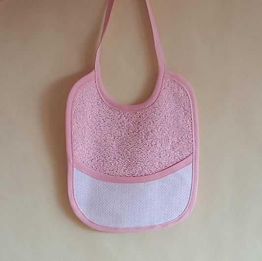 Bavaglino da ricamare a punto croce eonomico. tessutt di spugna di cotone rosa