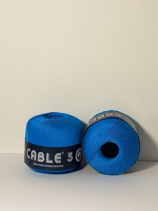 cotone per uncinetto cablè 5 di Rial filati colore blu elettrico